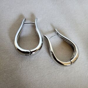 Silver Gold Filled Elongated Hoop Earrings
